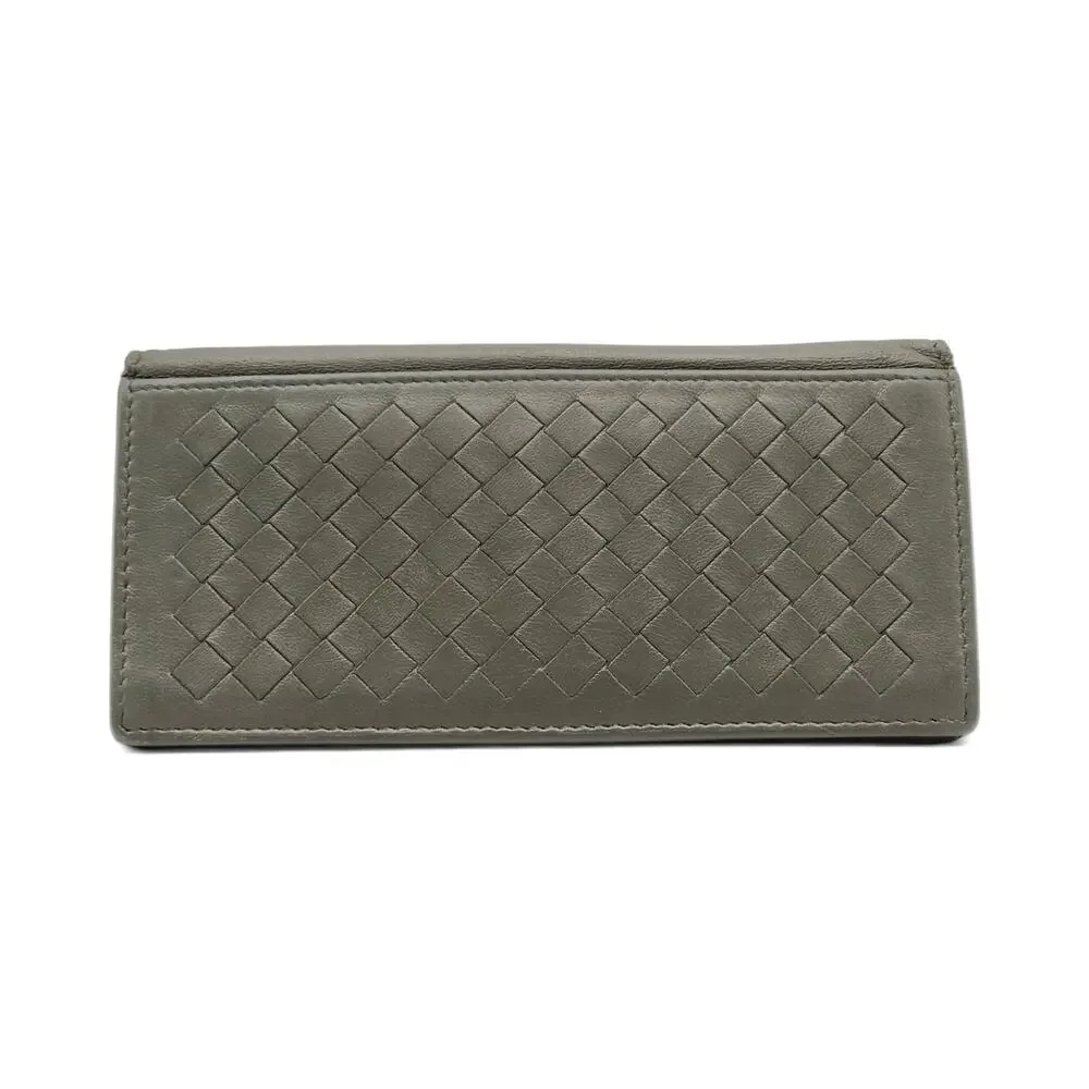 Bottega Veneta Nappa Intrecciato Bi-Fold Wallet in Gray Blue